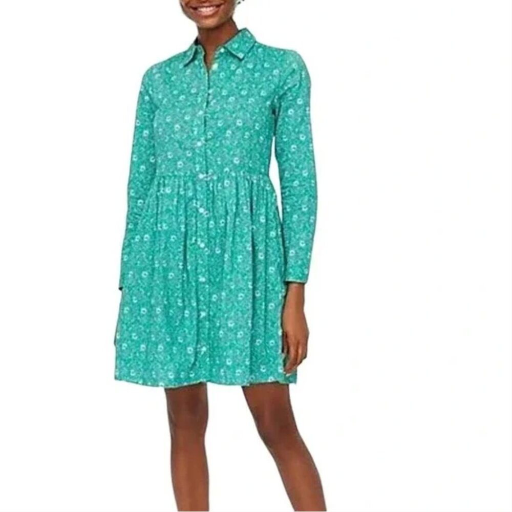 J. CREW Womens Plus 18 Cotton Mini Babydoll Shirt Dress Floral Print Workwear